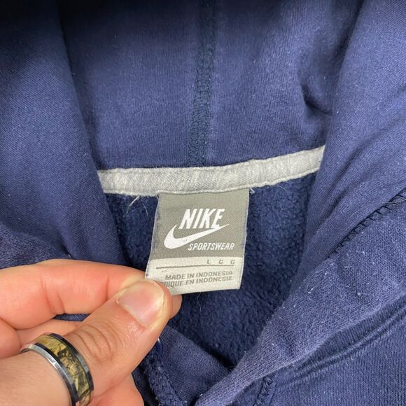 Vintage Nike Hoodie Mens Logo Print Embroidered Y2K Blue Pullover Size Large - Picture 6 of 6